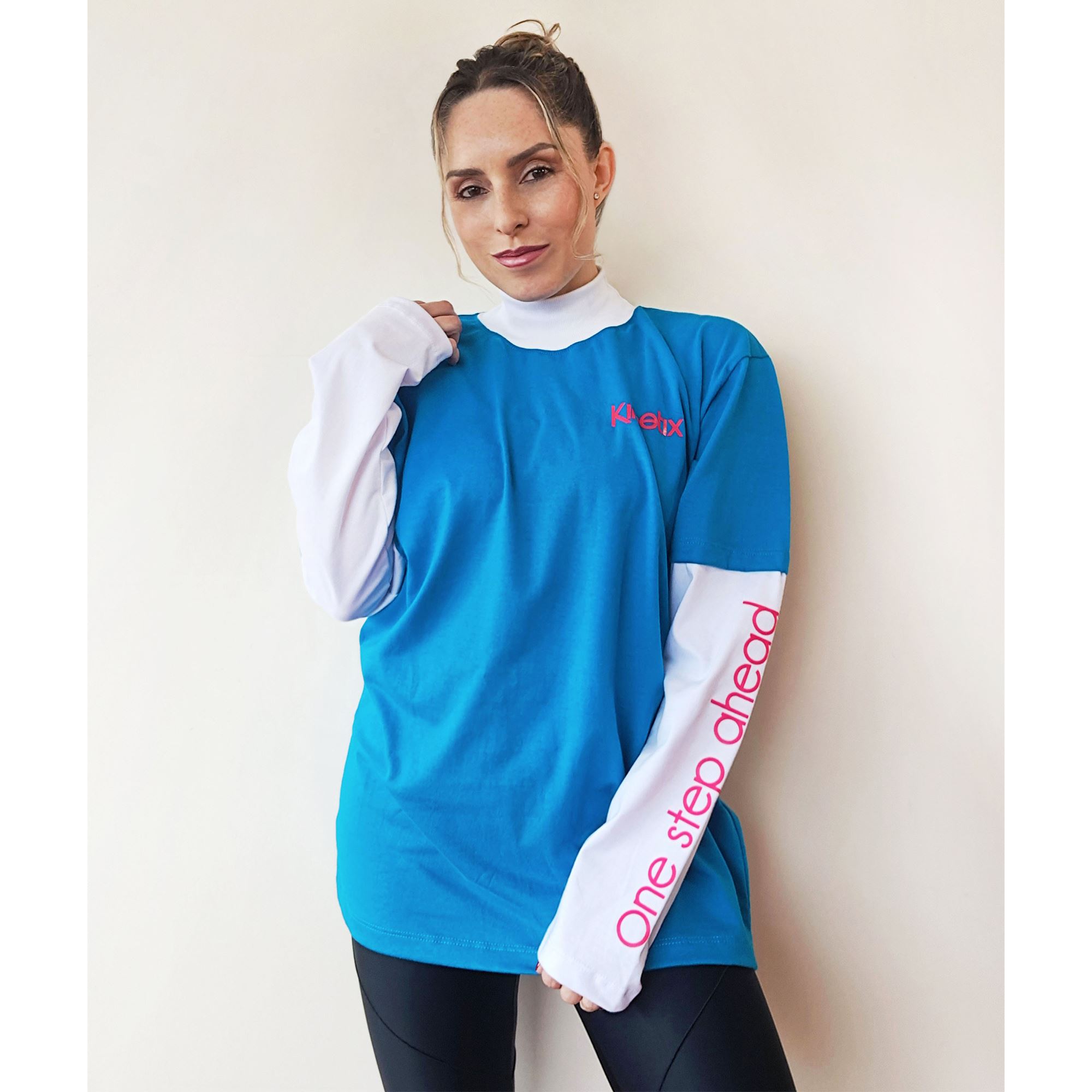 Polo Manga Larga Oversized Kinetix Street Form Algodón Mujer Turquesa